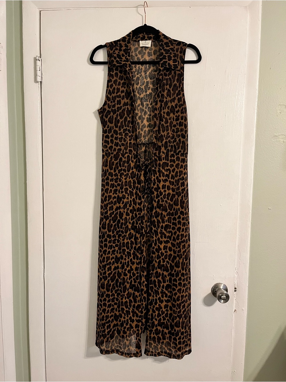 Ember Leopard Print Duster Cardigan - Tan & Black